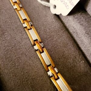 Ion Plate Rose Gold and Silver Link Bracelet